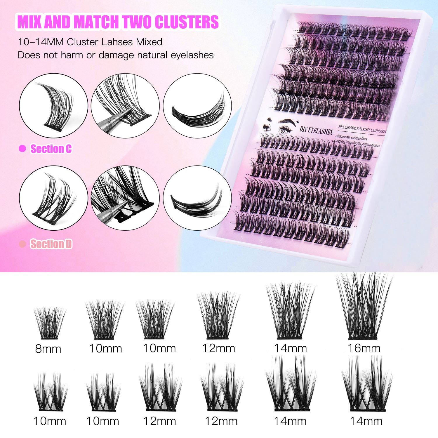 12 Rows Of 150 DIY Eyelash Clusters
