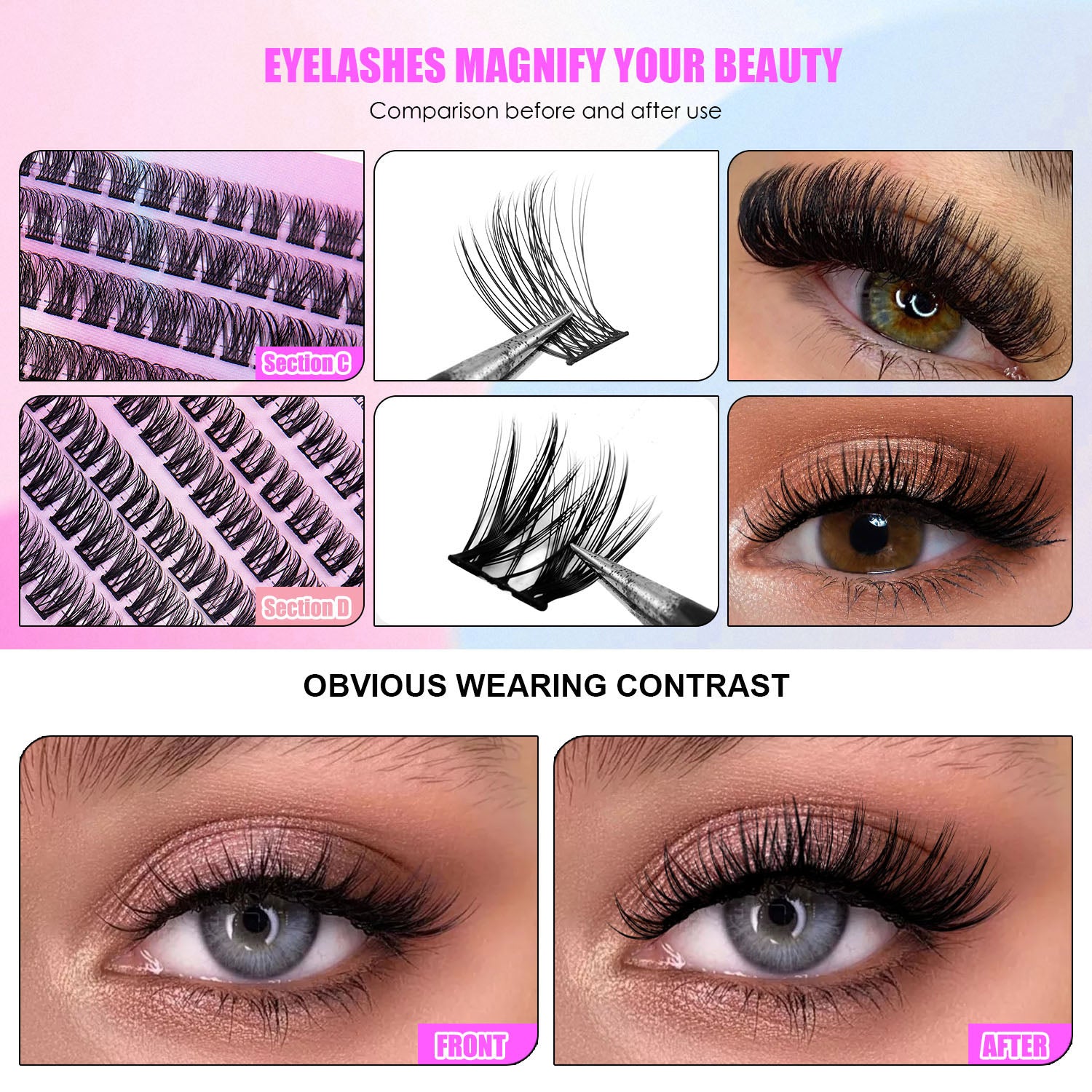 12 Rows Of 150 DIY Eyelash Clusters